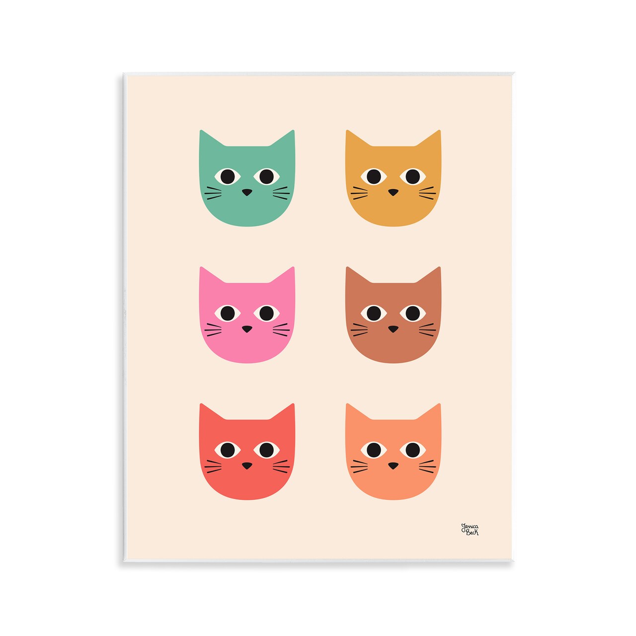 Stupell Industries Colorful Cat Faces Wall Plaque Art Design by Jessica Beck